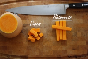 Chopping board with butternut squash cut and a chef knife.basic vegetable main cut